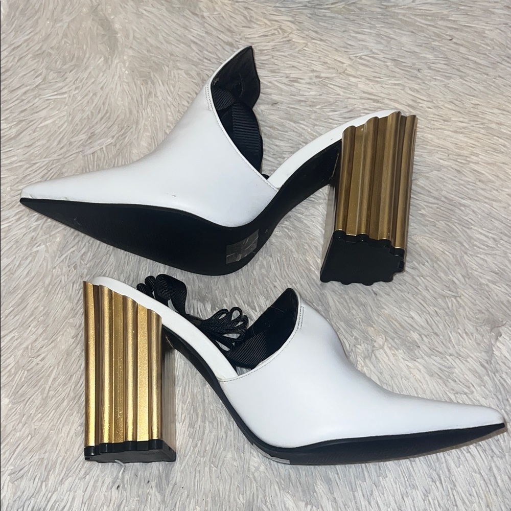 Elegant White and Gold Women's Heels